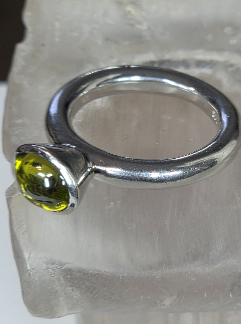 giorgio martello stackable ring 925 rhodium cabochon green cubic zircon ring 7.5